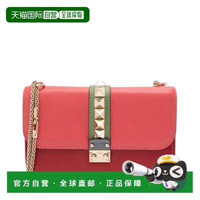 自营Valentino Calfskin Glam Lock Medium Shoulder Bag - grey,