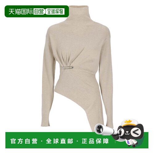 自营Lanvin-neutrals的不对称高领罗纹针织衫 美国奥莱直发