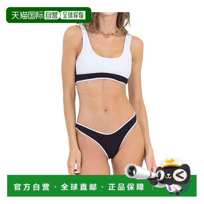 自营 maaji黑色郁金香白色华丽高腿比基尼泳裤 - 白色 美国奥莱直