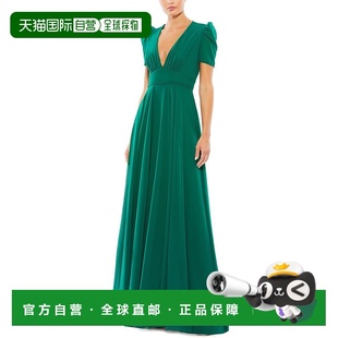 Neck Cap Sleeve 自营Mac green Plunge Gown 美国奥莱 Duggal