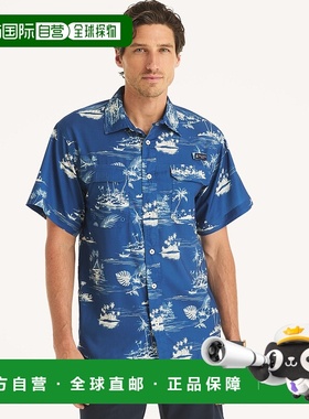 自营 Nautica男士Nautica Otf印花短袖上衣50+衬衫-冰蓝色 美国奥