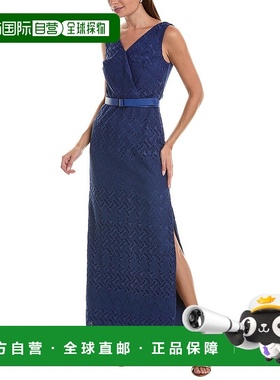 自营 Kay Unger Hendrix 蕾丝直筒礼服 - 蓝色 美国奥莱直发