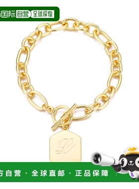 自营adornia14k Gold Plated Monogram Initial Chunky Toggle Br