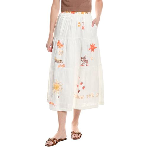 自营MOTHER The Tiered Maxi Skirt - white 美国奥莱直发