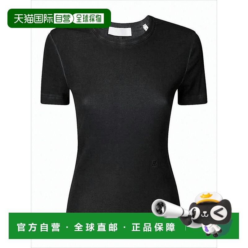 自营helmut lang修身黑色短袖T恤，带有微妙的接缝细节-黑色 美国