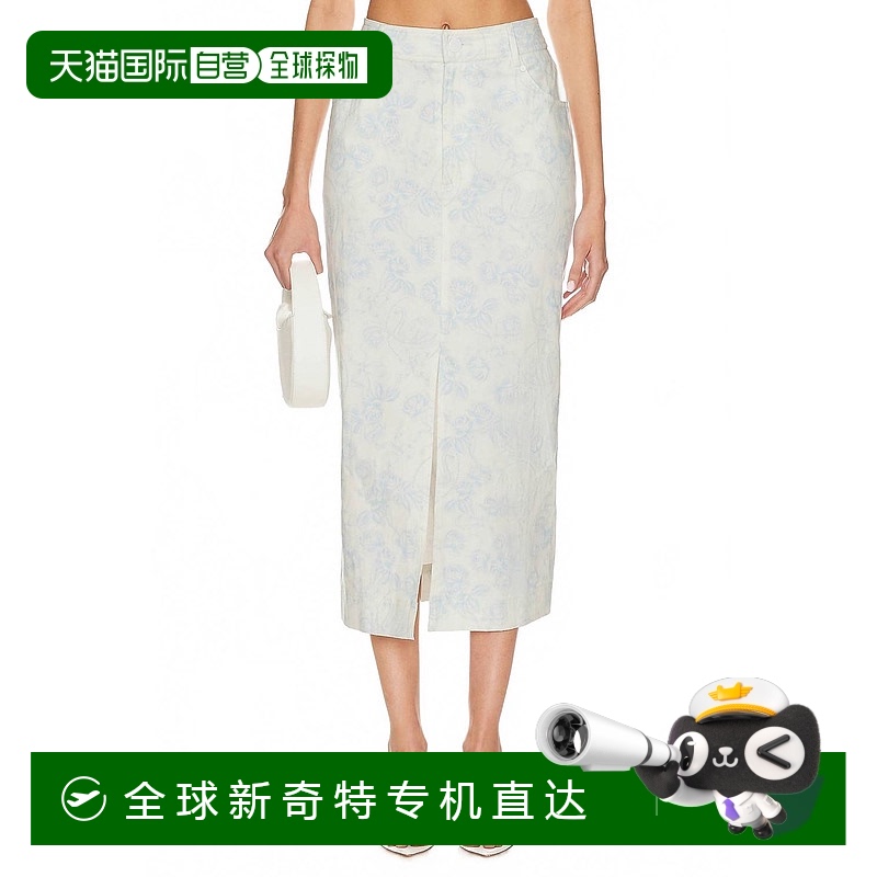 自营 for love & lemonsChantal牛仔迷笛裙蓝色花朵-蓝色花朵 【
