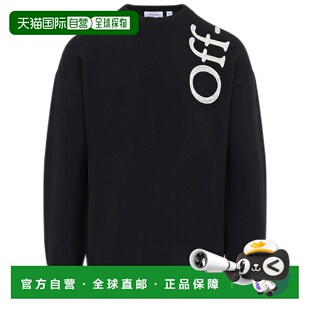 自营off-white黑色徽标羊毛混纺毛衣-黑色 美国奥莱直发