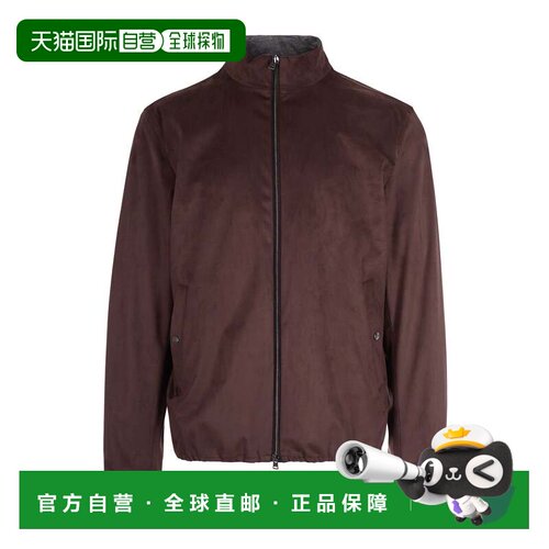 自营hernoSuede-Texture Brown Casual Jacket With High Collar