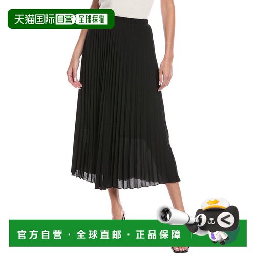 自营nicole miller妮可 米勒手风琴褶皱裙-黑色 美国奥莱直发