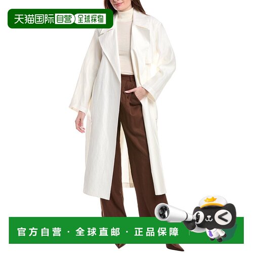 自营Lafayette 148 New York Belted A-Line Silk-Blend Trench C