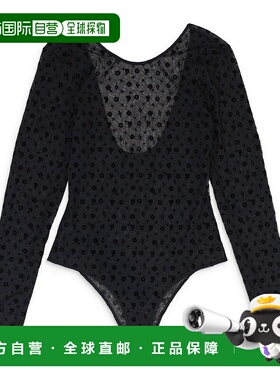 自营 purple brandMESH HIGH CUT  BLACK BODYSUIT - black 美国