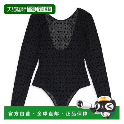 自营 purple brandMESH HIGH CUT  BLACK BODYSUIT - black 美国