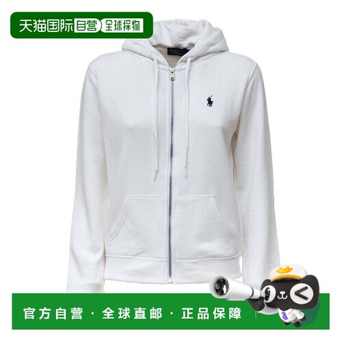 自营polo ralph lauren柔软棉质摇粒绒全拉链连帽衫，饰有白色刺