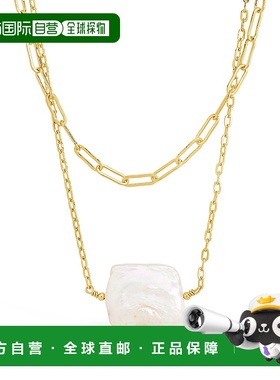 自营 sterling forever链环和珍珠分层项链 - 金色 美国奥莱直发