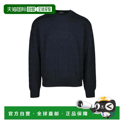 自营emporio armaniVirgin Wool Sweater - Blue - black 美国奥