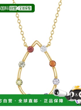 自营 simona纯银彩虹 CZ 开口梨形吊坠耳环 - 镀金 - 金色 美国奥