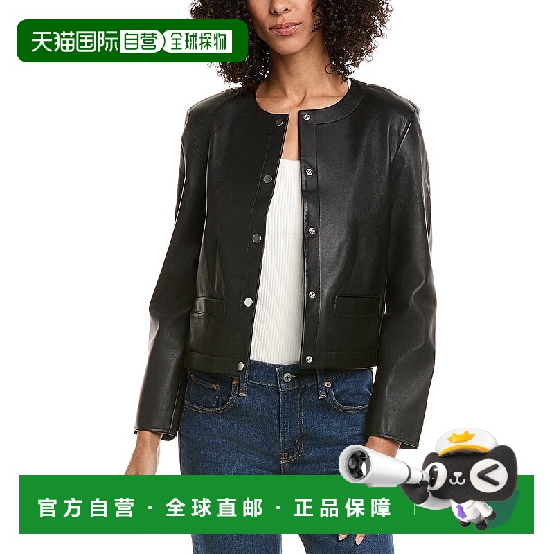 自营Theory Leather Crop Jacket - black 美国奥莱直发