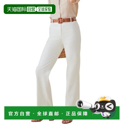 自营J.McLaughlin Collin Linen-Blend Pant - white 美国奥莱直