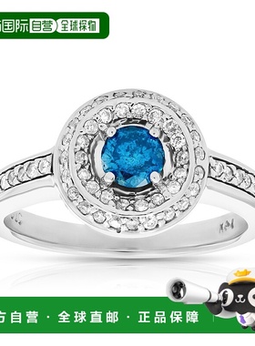 自营 vir jewels3/4 cttw 蓝色和白色钻石订婚戒指 14K 白金新娘