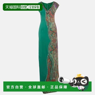 自营Etro Green Paisley Print Crepe Embellished Maxi Dress -