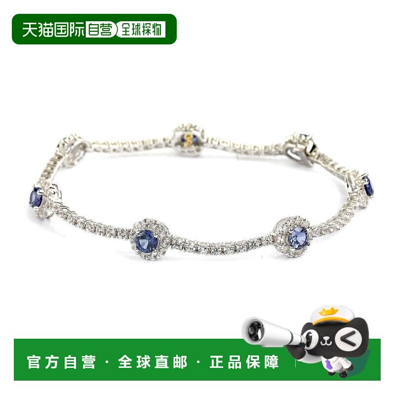 自营Suzy Levian 纯银蓝宝石和钻石口音花朵网球手链 - 蓝色 美国图片