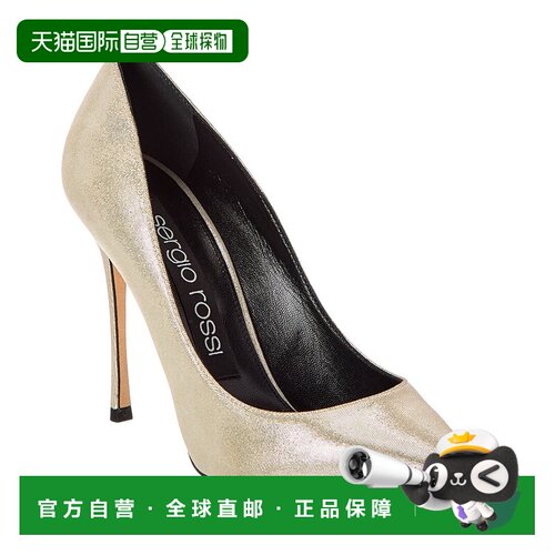 自营Sergio Rossi Godiva 105 Techno绒面革泵-银色 美国奥莱直发
