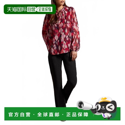自营 tribal紫红色泡泡袖衬衫 美国奥莱直发