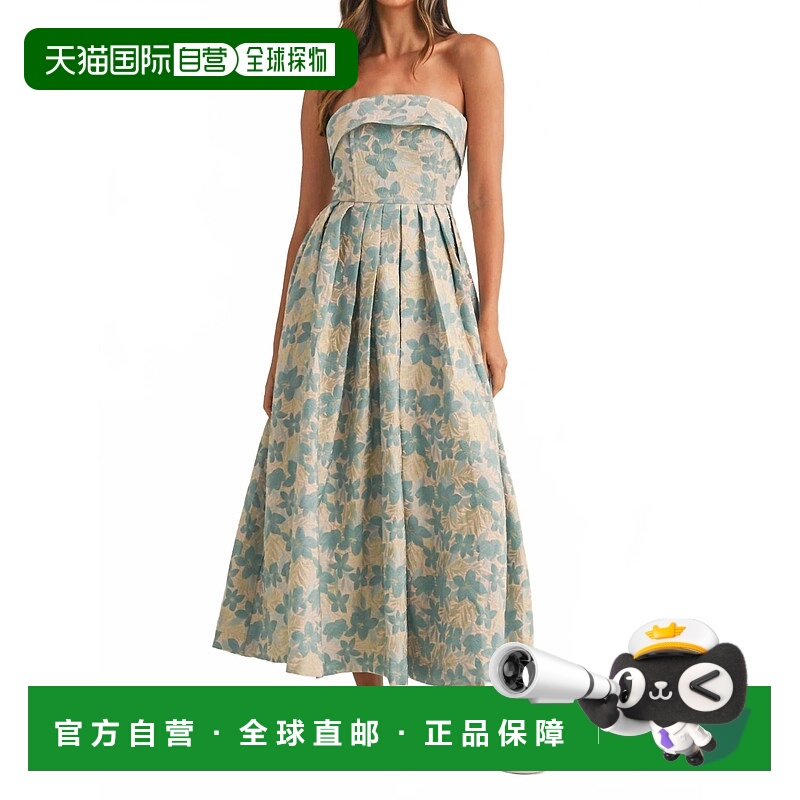 自营mableLandon Floral Jacquard Midi Dress In Sea Green - se