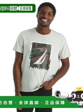 自营 Nautica 男式 J-Class 图案 T 恤 - 灰色混色 美国奥莱直发