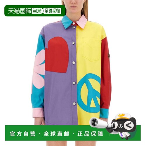 自营moschinoOversized Printed Shirt With Eclectic Patchwork