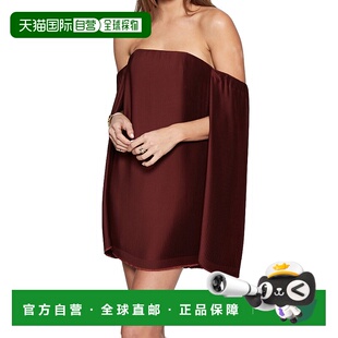 酒红色 Lee勃艮第螺旋褶皱迷你连衣裙 美国奥莱直发 Dion 自营