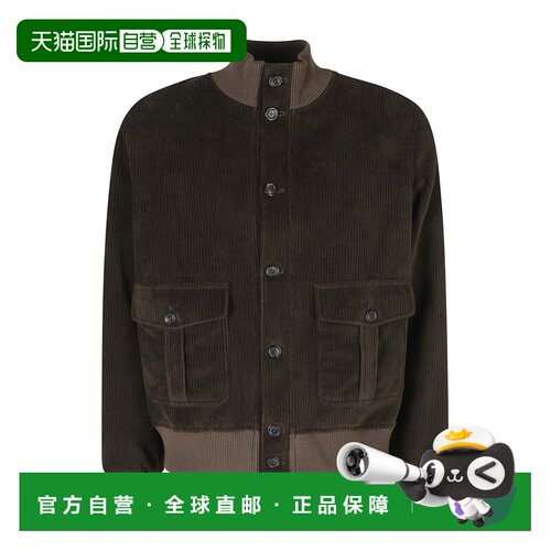 自营circolo 1901Mud天鹅绒高领棱纹装饰棉质混纺夹克-黑色 美国