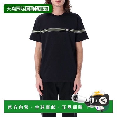 自营burberryShort-Sleeved T-Shirt With Horizontal Stripe Det