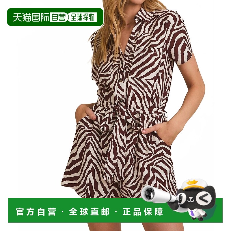 自营gilliZebra Romper In Ivory/brown - ivory/brown 美国奥莱