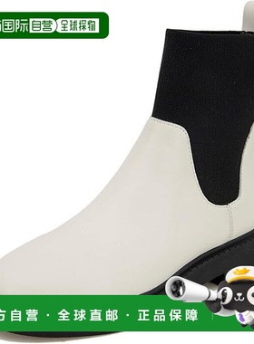 自营 Andre Assous Violet女式美国9码白色黑色圆头踝靴KHD792-白