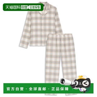 自营bossVichy-check pyjama set in cotton flannel - white 美