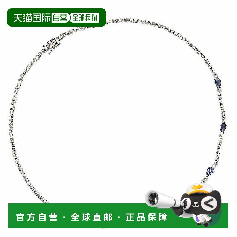 自营 Suzy Levian 纯银梨形切割蓝宝石和钻石装饰晚装项链 - 蓝色