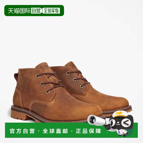 自营Timberland Larchmont TB1A2NF3F13男士棕色皮革防水Chukka靴