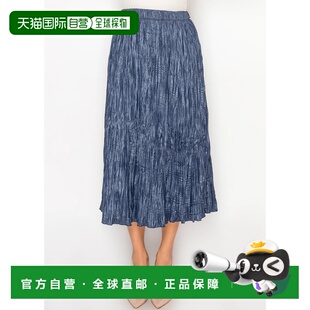 Crinkle 自营yal yorkNavy Elasticated Waist Skirt new Midi