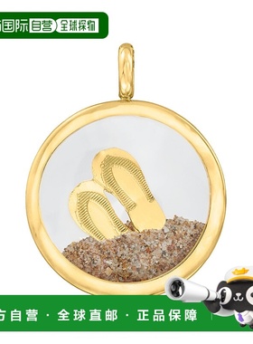 自营 Ross-Simons 14kt 黄金人字拖和沙色水晶吊坠 - 黄色 美国奥