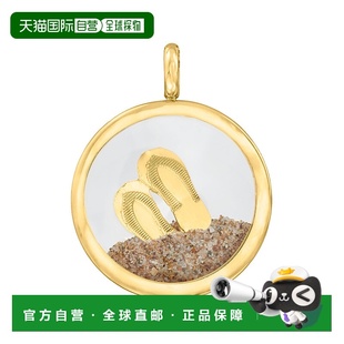 自营 Ross-Simons 14kt 黄金人字拖和沙色水晶吊坠 - 黄色 美国奥