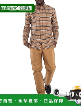 自营 Burberry Denton休闲棉长裤-驼色 美国奥莱直发博柏利休闲裤