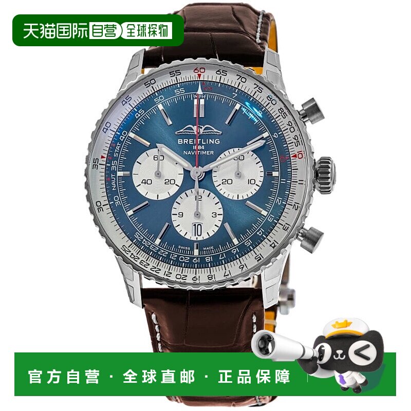 自营 breitling百年灵Navitimer B01计时码表46自动蓝色表盘皮革A