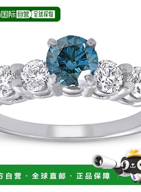 自营 pompeii31 1/2 克拉蓝色和白色钻石订婚戒指 14k 白金 - 14k