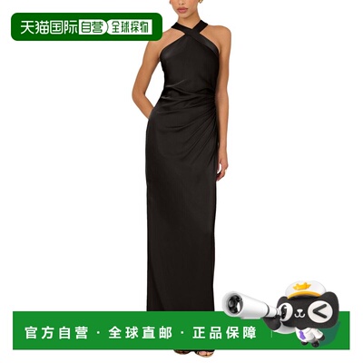 自营adrianna papell阿德里安娜 帕佩尔弹力缎面长裙-黑色 美国奥