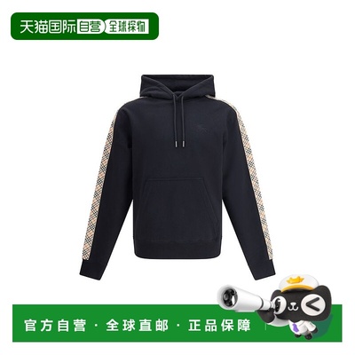 自营Burberry Check trim Men's Hoodie - black 美国奥莱直发
