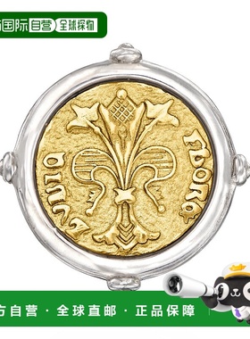 自营 Ross-Simons 意大利 2 色纯银复制品弗罗林硬币戒指 - 白色