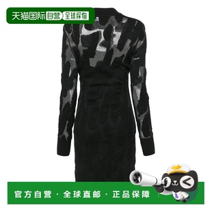 黑色 ferragamo菲拉格慕3D针织半透明Midi连衣裙 自营 salvatore
