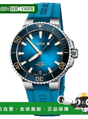 自营 Oris Aquis Date自动蓝色表盘橡胶表带男士手表01 400 7769