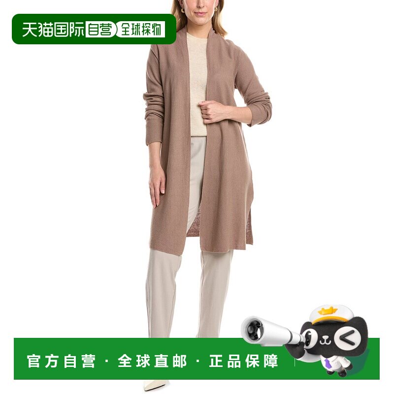 自营eileen fisher艾琳 费舍尔长亚麻混纺开衫-棕色 美国奥莱直发